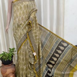 Silk Cotton Hnadblock Print Chanderi Saree