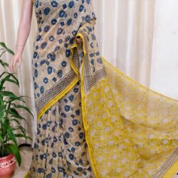 Silk Cotton Handblock Print Chanderi Saree