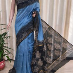 Silk Cotton Hnadblock Print Chanderi Saree
