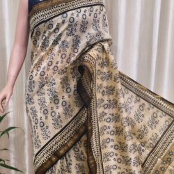 Silk Cotton Handblock Prints Maheshwari Saree