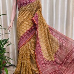 Silk Cotton Handblock Print Chanderi Saree