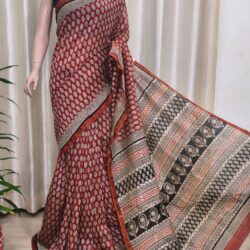Silk Cotton Handblock Print Chanderi Saree