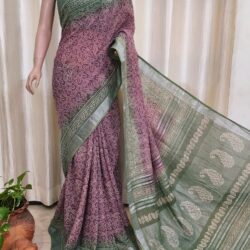Slub Cotton Hnadblock Print Saree