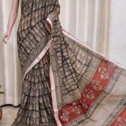 Slub Cotton Handblock Print Saree