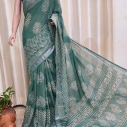 Slub Cotton Handblock Print Saree