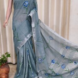 Slub Cotton Handblock Print saree
