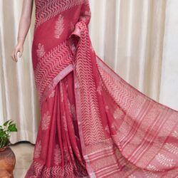 Slub Cotton Handblock Print Saree