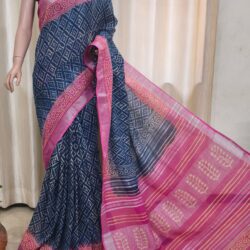 Slub Cotton Handblock Print Saree