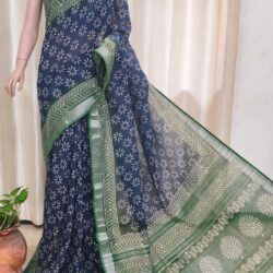Slub Cotton Handblock Print Saree