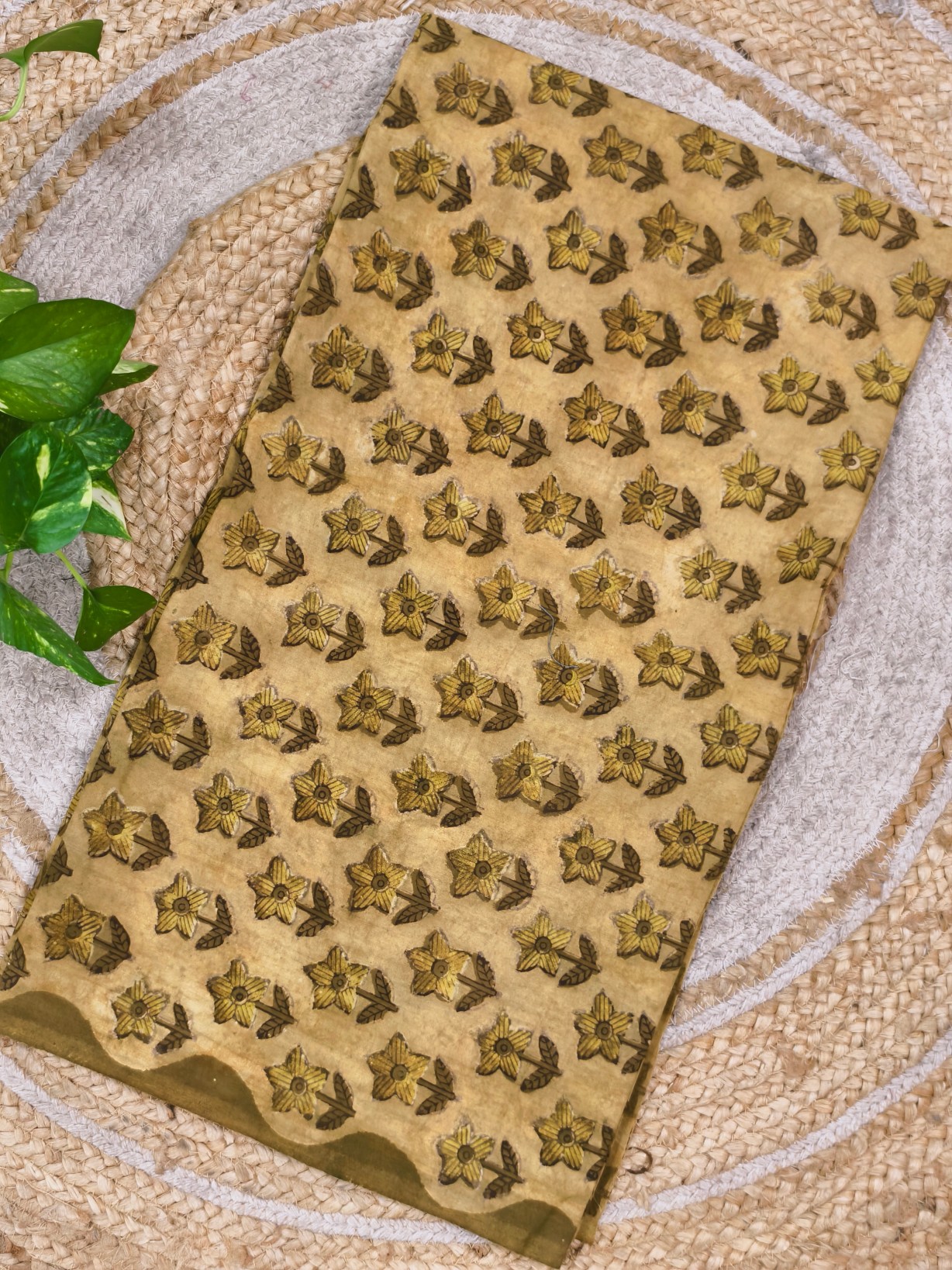 Cotton Ajrakh Handblock Print Fabric