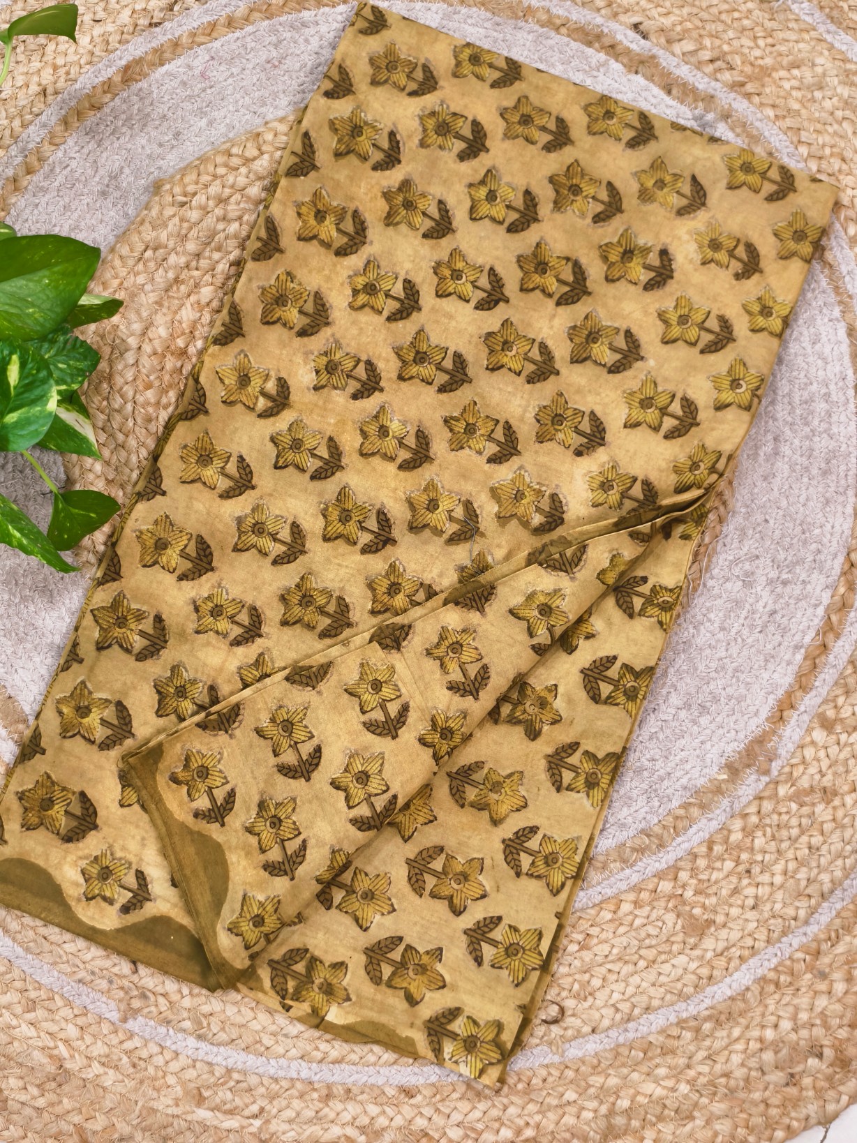 Cotton Ajrakh Handblock Print Fabric - Image 2