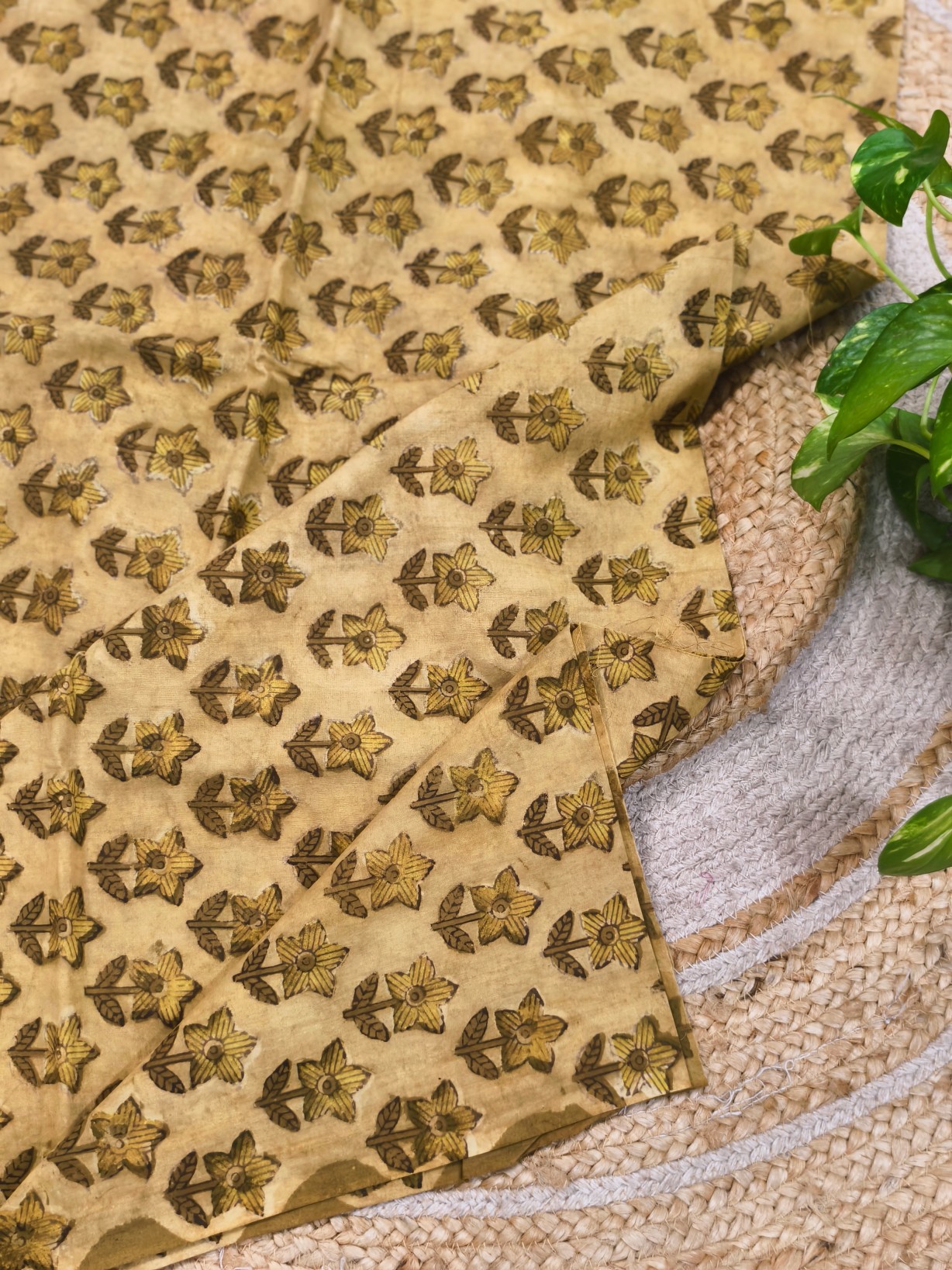 Cotton Ajrakh Handblock Print Fabric - Image 5