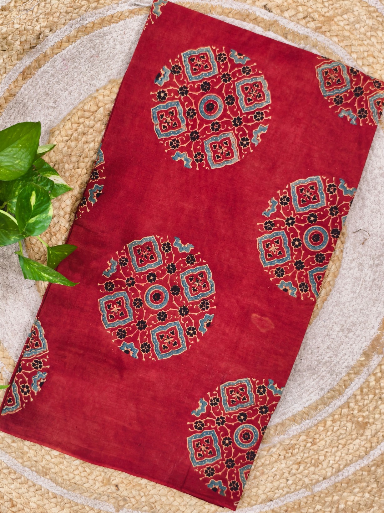 Cotton Ajrakh Handblock Print Fabric