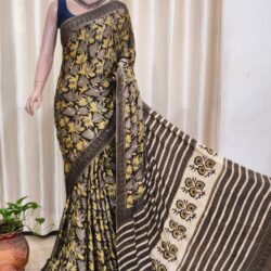 Modal Silk Ajrakh Handblock Print Saree