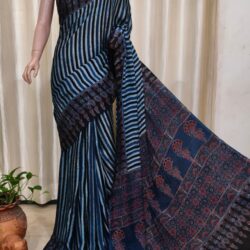 Modal Silk Ajrakh Handblock Print Saree