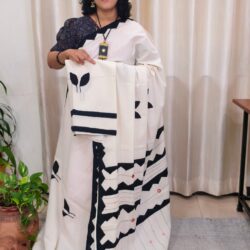 Cotton Ajrakh Print Patch Work Saree