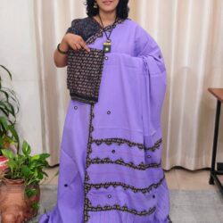 Cotton Ajrakh Print Patch Work Saree