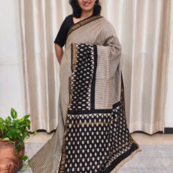 Silk Cotton Handblock Print Maheshwari Saree