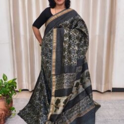 Silk Cotton Handblock Print Maheshwari Saree