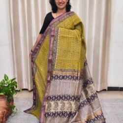 Silk Cotton Handblock Print Maheshwari Saree