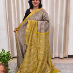 Silk Cotton Handblock Print Maheshwari saree