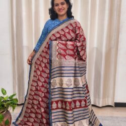 Silk Cotton Handblock Chanderi Saree