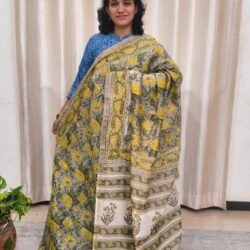 Silk Cotton Handblock Chanderi Saree