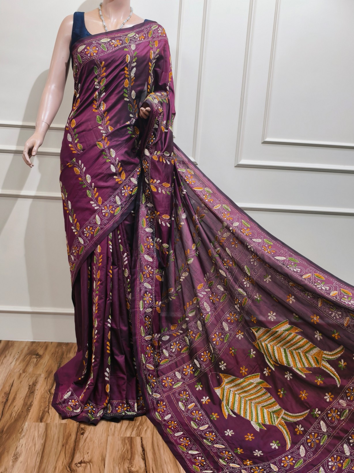 Art silk Kantha Saree