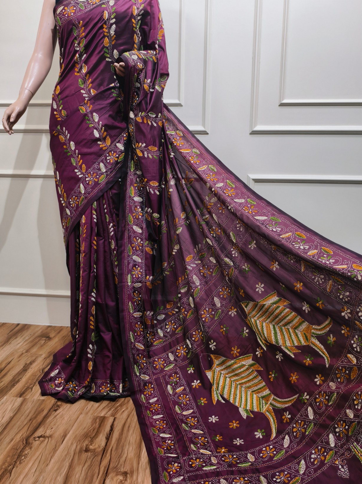 Art silk Kantha Saree - Image 3