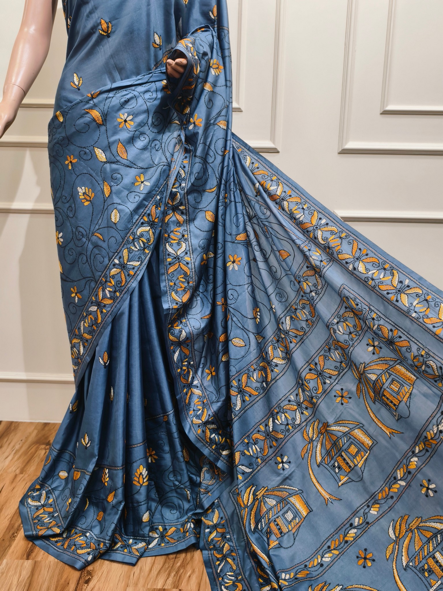 Art Silk Kantha Saree - Image 3