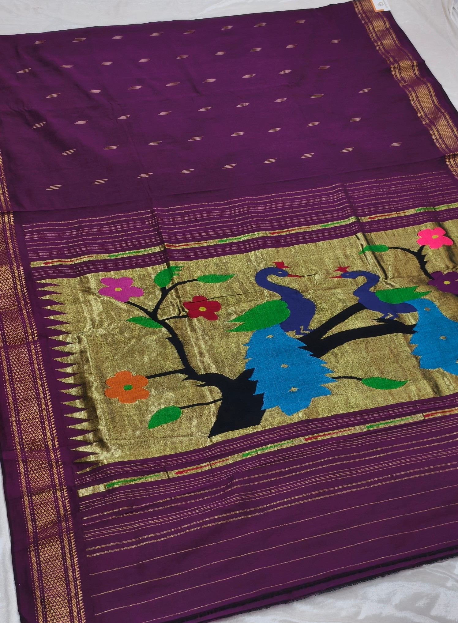 Handwoven Cotton Paithani Saree - Image 3
