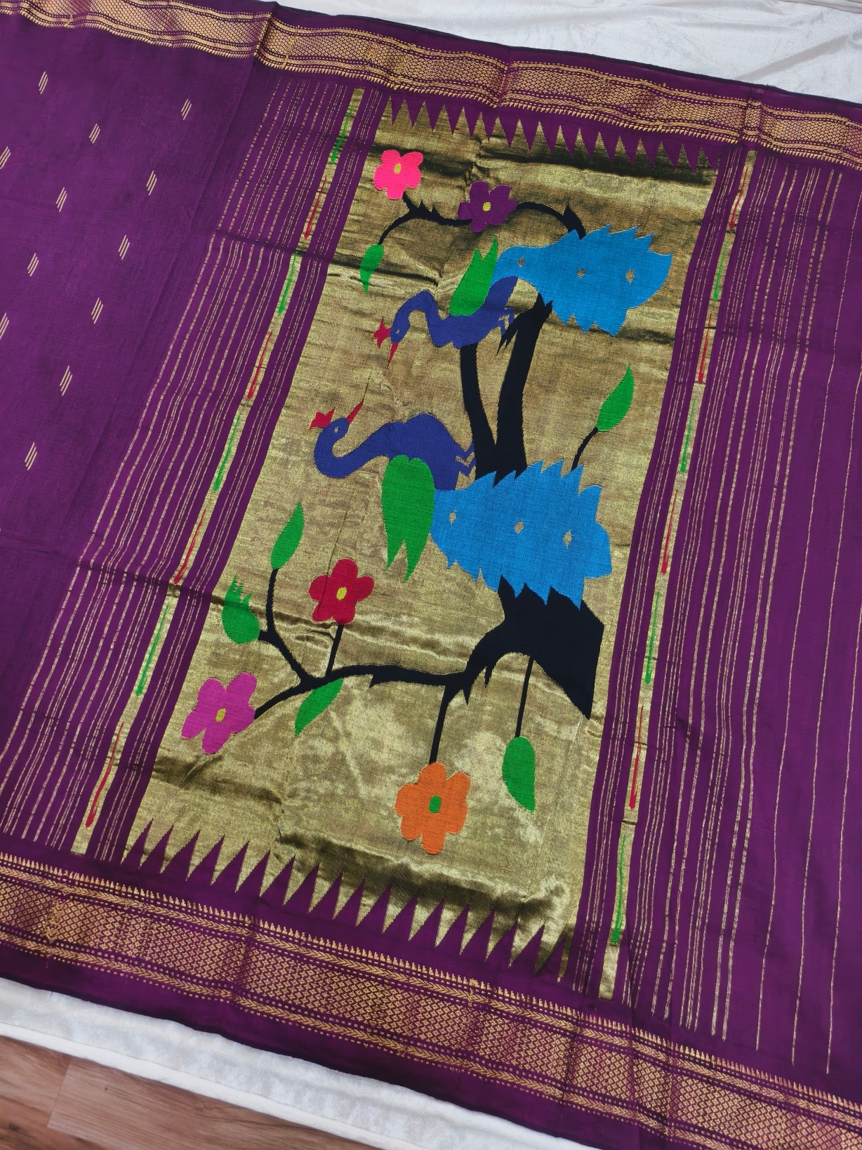 Handwoven Cotton Paithani Saree - Image 4