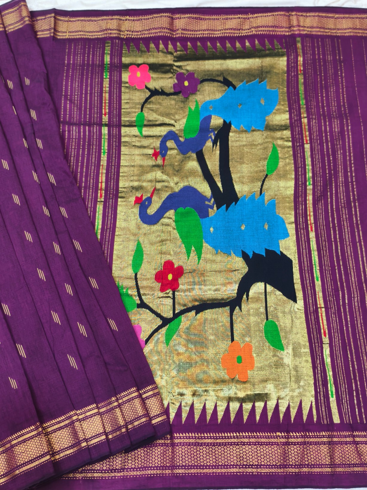 Handwoven Cotton Paithani Saree - Image 5