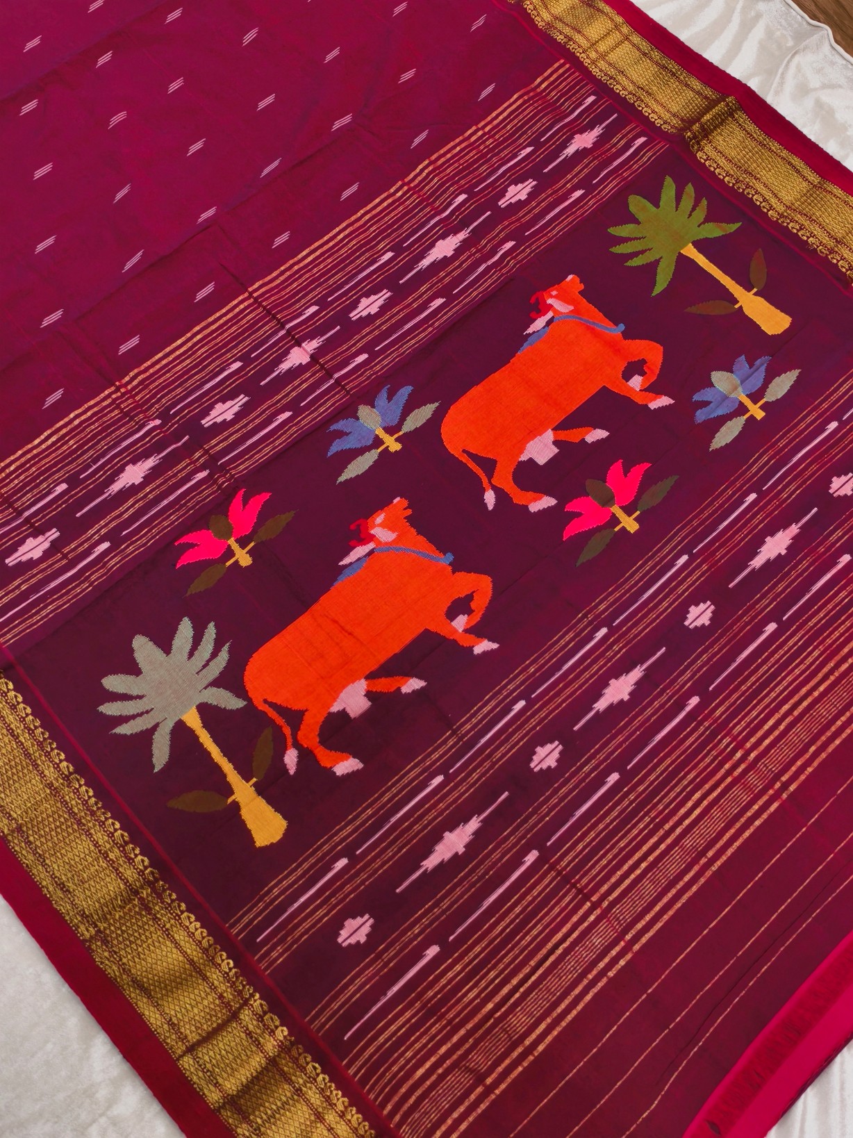Handwoven Cotton Paithani Saree - Image 3